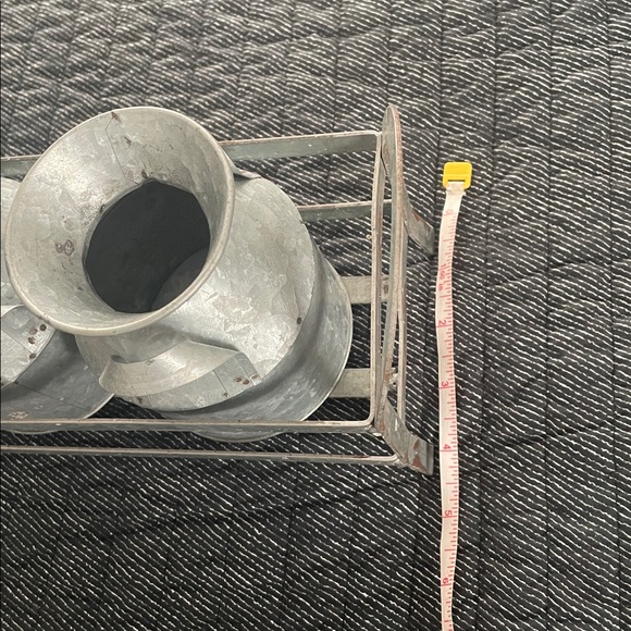Galvanized Metal Milk Can Trio with Stand - Picture 13 of 13